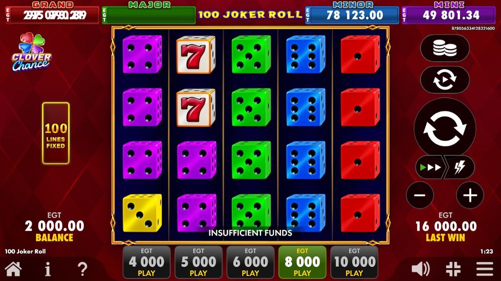 100 Joker Roll — En gevinst bygger seg opp på hjulene.