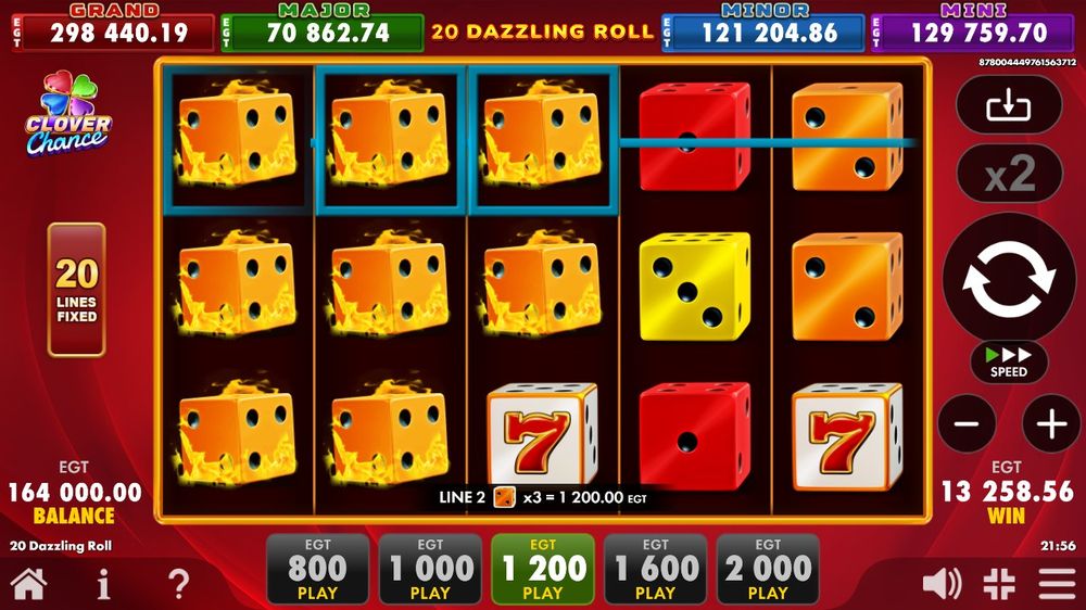 20 Dazzling Roll — En gevinst bygger seg opp på hjulene.