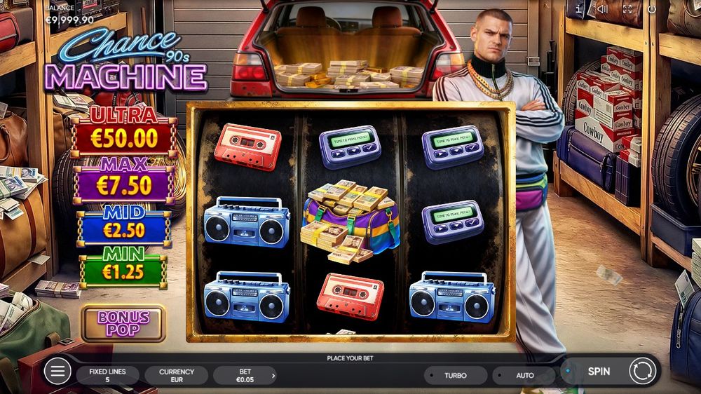 Chance Machine 90's — Grunnspillet i gang — fra min egen demoøkt.