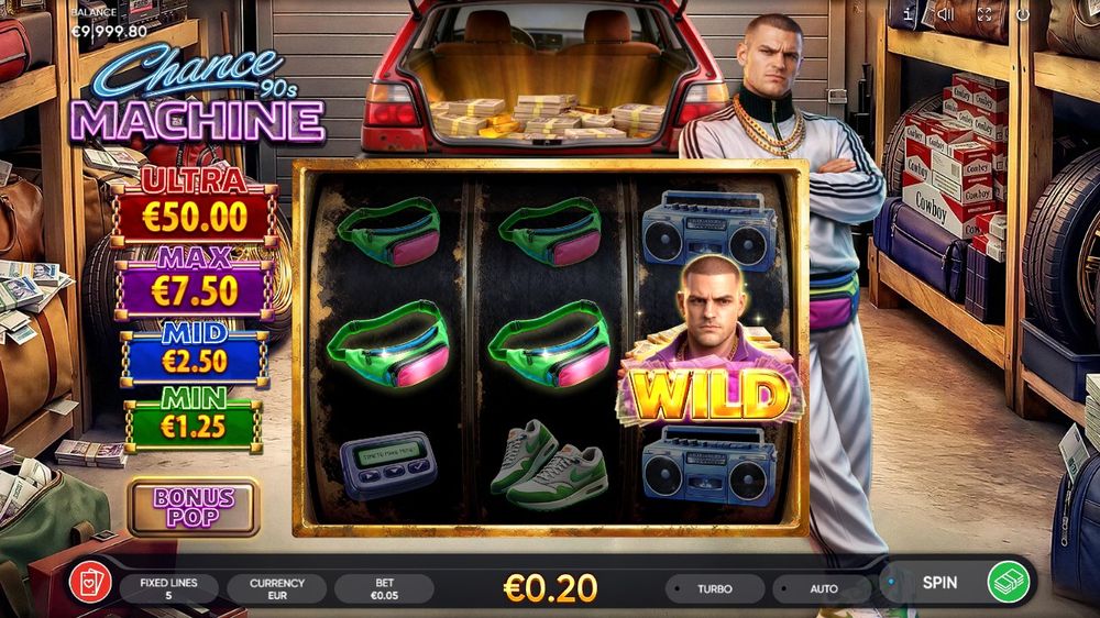 Chance Machine 90's — En gevinst bygger seg opp på hjulene.