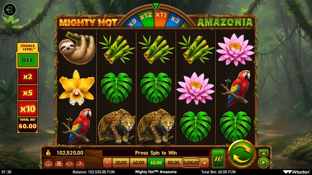 Mighty Hot Amazonia — Grunnspillet i gang — fra min egen demoøkt.