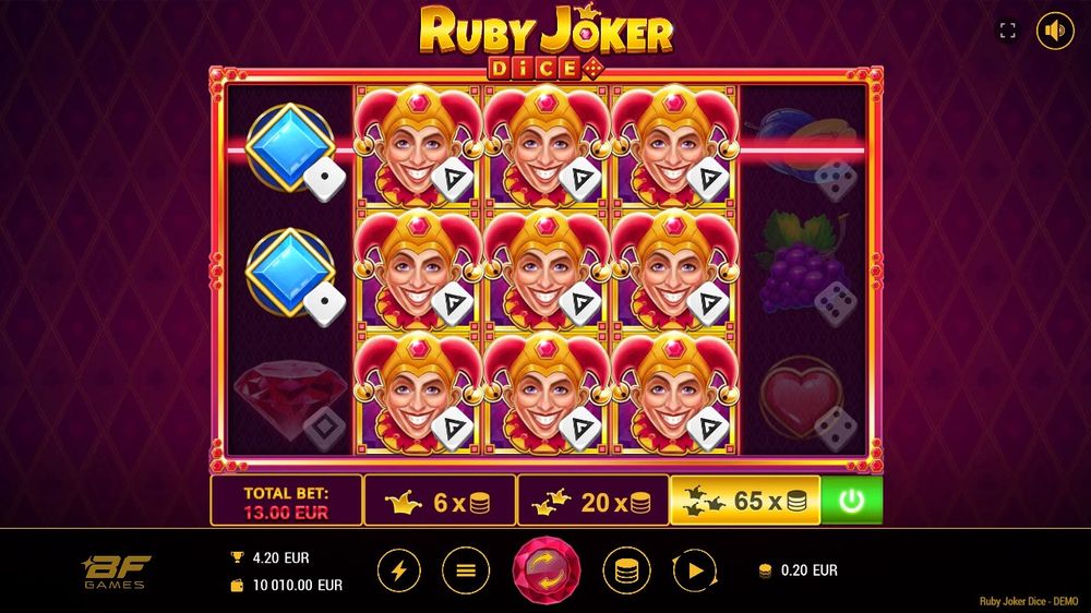 Ruby Joker Dice — Grunnspillet i gang — fra min egen demoøkt.