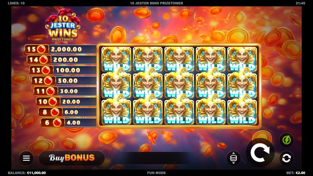 10 Jester Wins PrizeTower — En gevinst bygger seg opp på hjulene.