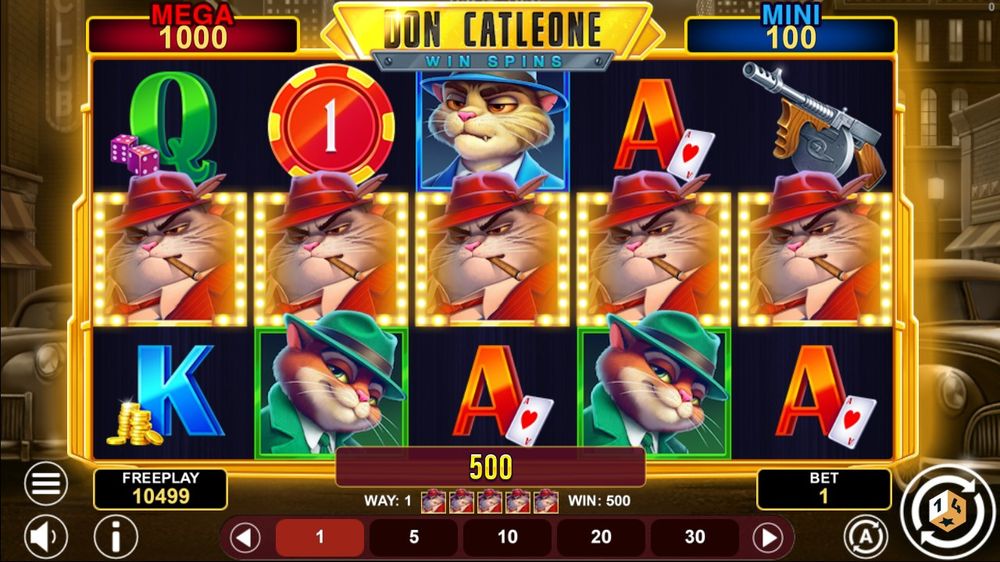Don Catleone Win Spins — En gevinst bygger seg opp på hjulene.