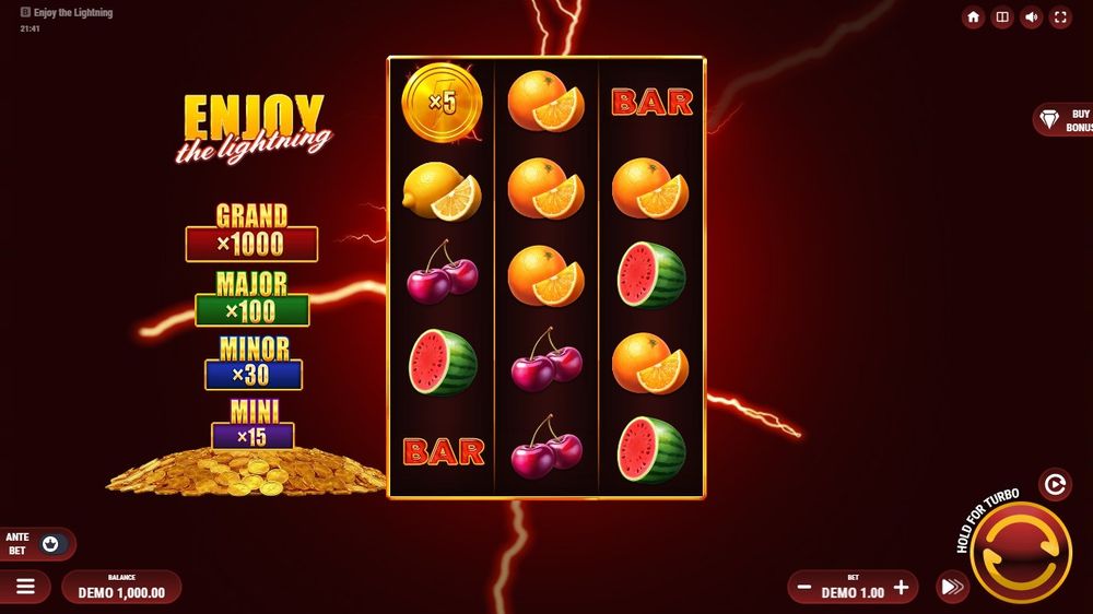 Enjoy the Lightning — Grunnspillet i gang — fra min egen demoøkt.