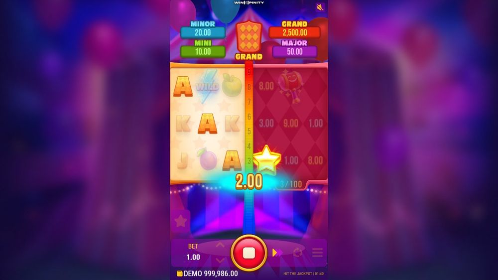 Hit The Jackpot — En gevinst bygger seg opp på hjulene.