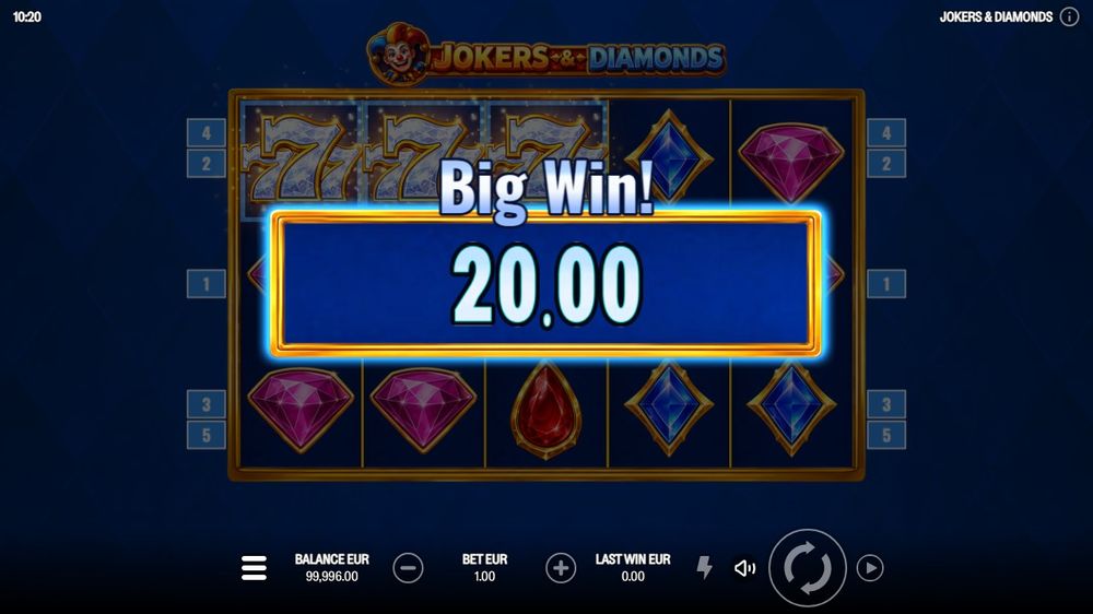 Jokers & Diamonds — En gevinst bygger seg opp på hjulene.