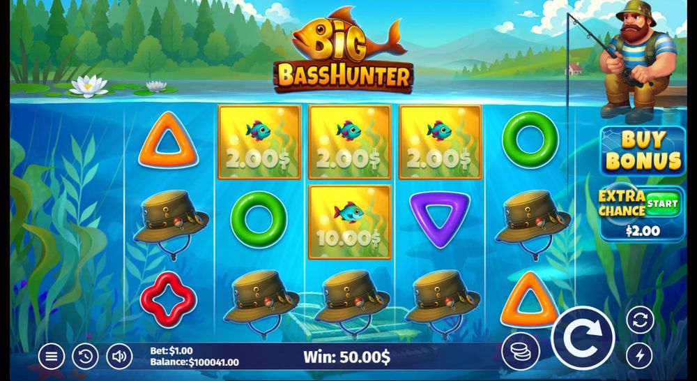 Big Bass Hunter — En gevinst bygger seg opp på hjulene.